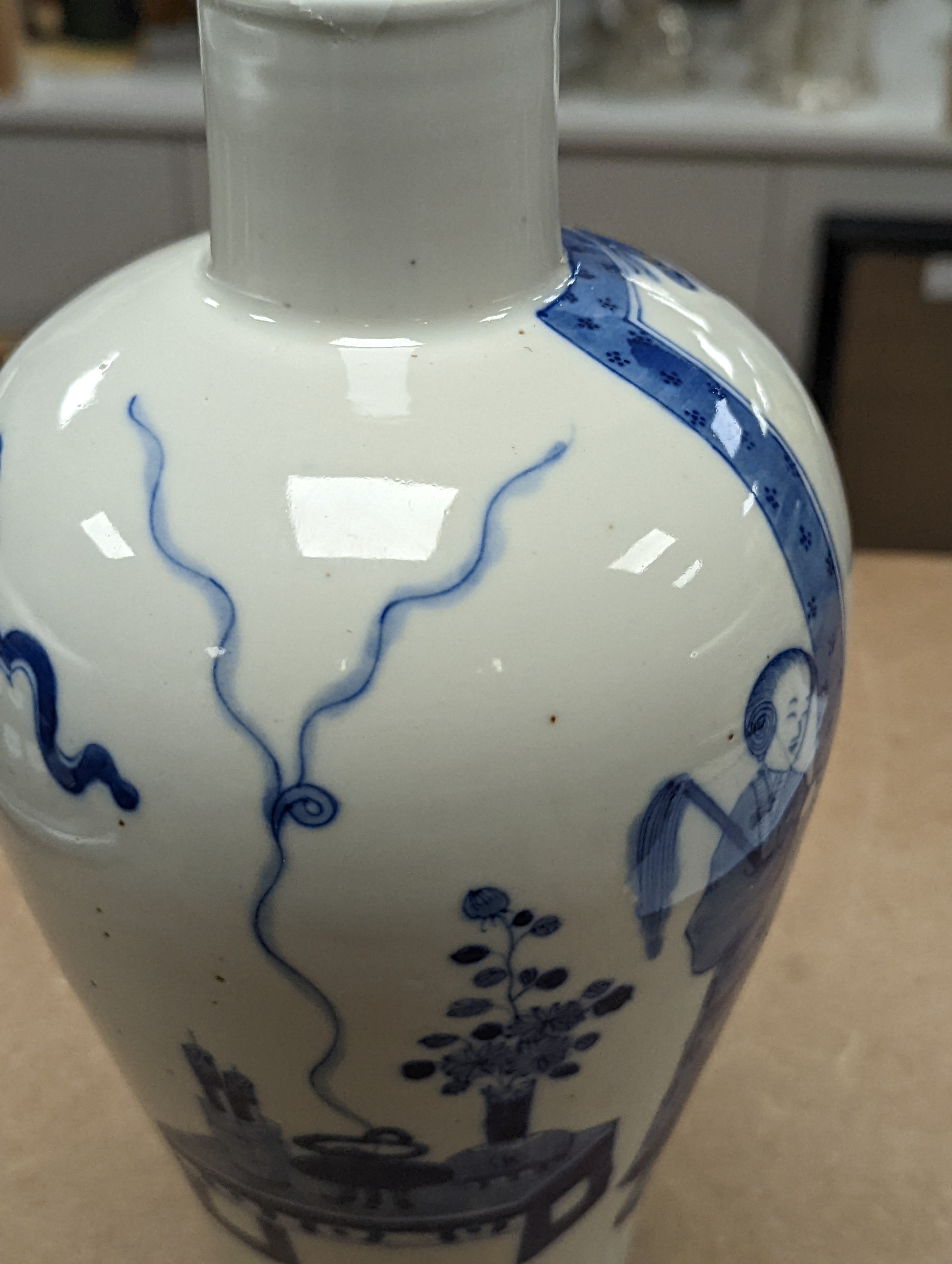 A Chinese underglaze blue baluster vase, 30 cms high.